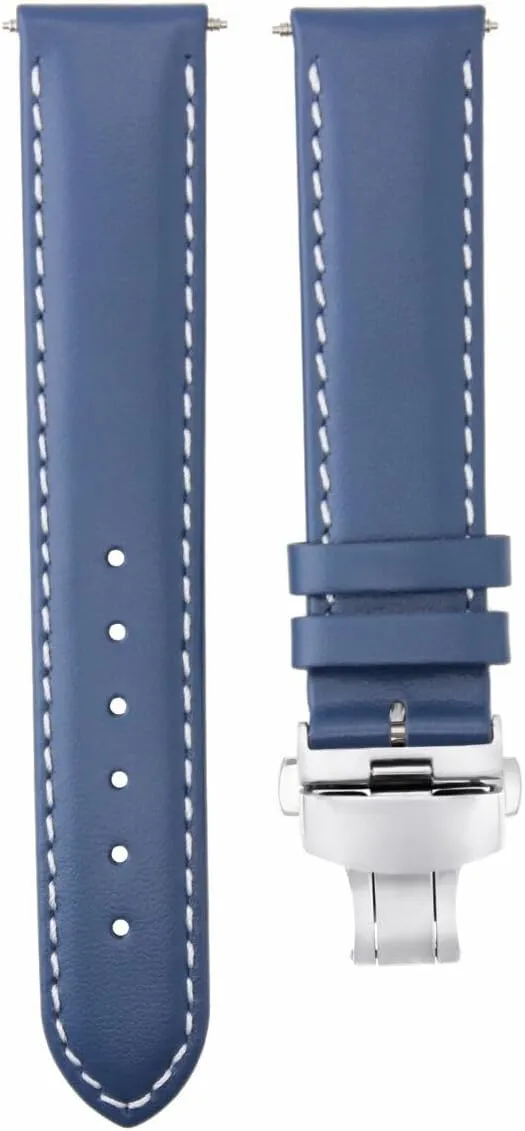 Ewatchparts 18-19-20-22-24mm Leather Watch Band Strap Smooth With Deployment Clasp Compatible With Franck Muller