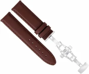 Ewatchparts 18mm Smooth Leather Watch Band Strap Deployment Clasp Compatible With Franck Muller Light Brown