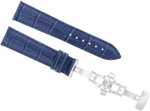 Ewatchparts 19mm Leather Watch Band Strap Watch Compatible With Jaeger Lecoultre Watch Deployment Clasp Blue