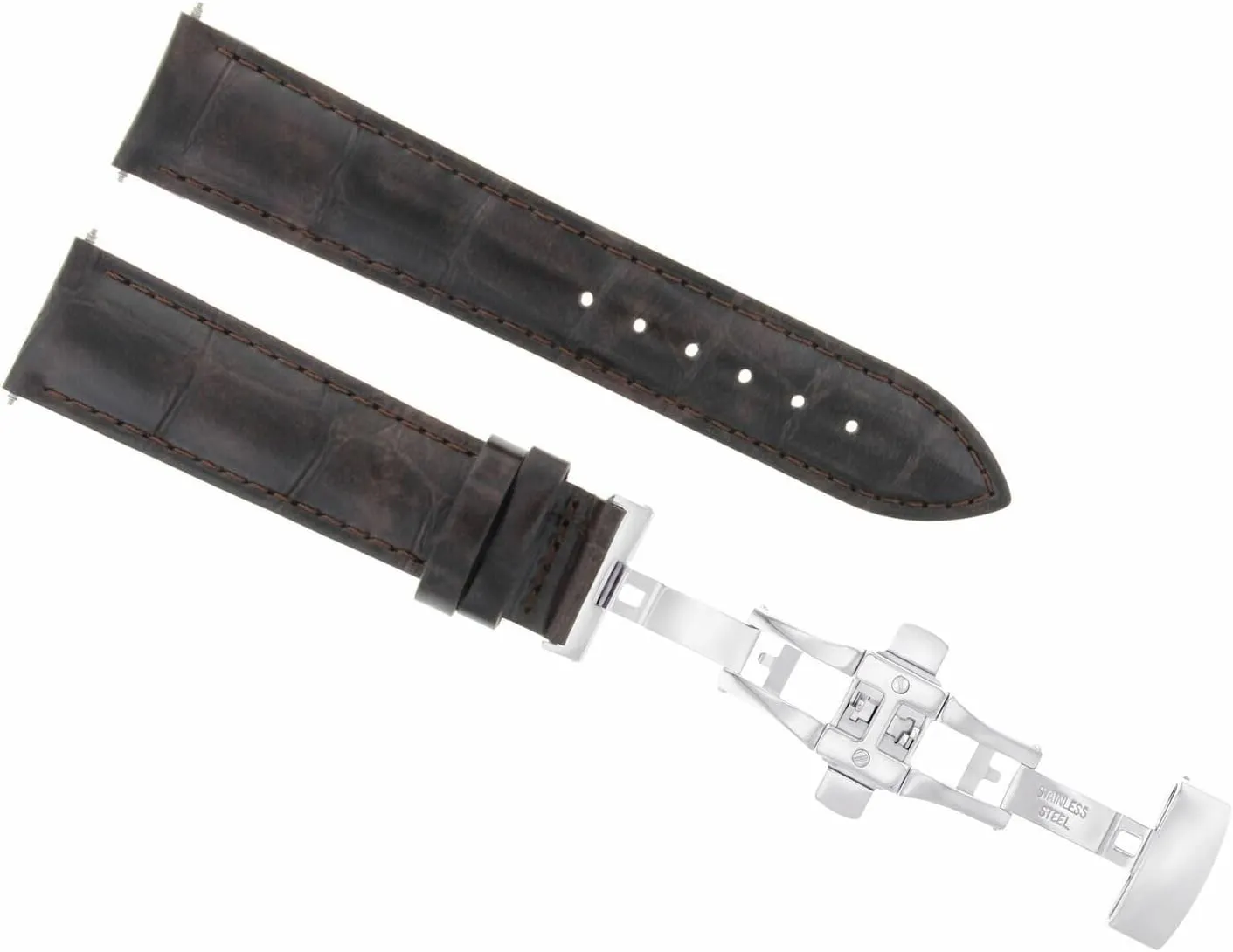 Ewatchparts 20mm Leather Watch Band Strap Deployment Clasp Compatible With Oris Heritage Sixty Five Dark Brown