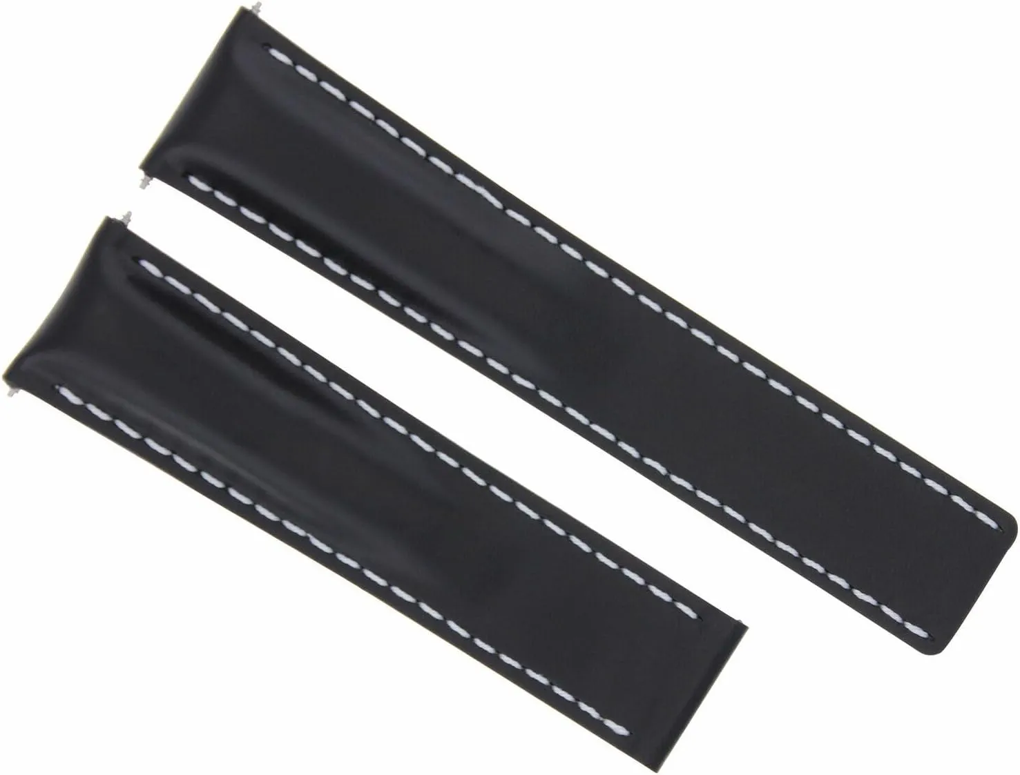 Ewatchparts 24/20 Leather Band Watch Strap Clasp Compatible With Breitling Super Ocean Avenger Black With White Stitching