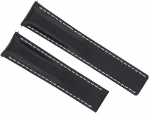 Ewatchparts 24/20 Leather Band Watch Strap Clasp Compatible With Breitling Super Ocean Avenger Black With White Stitching