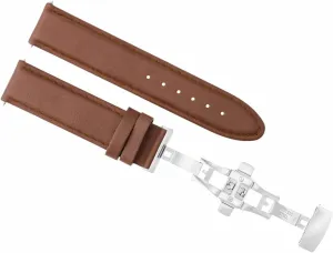 Ewatchparts 24mm Leather Pam Watch Strap Smooth Band Clasp Compatible With 44mm Panerai Marina Light Brown