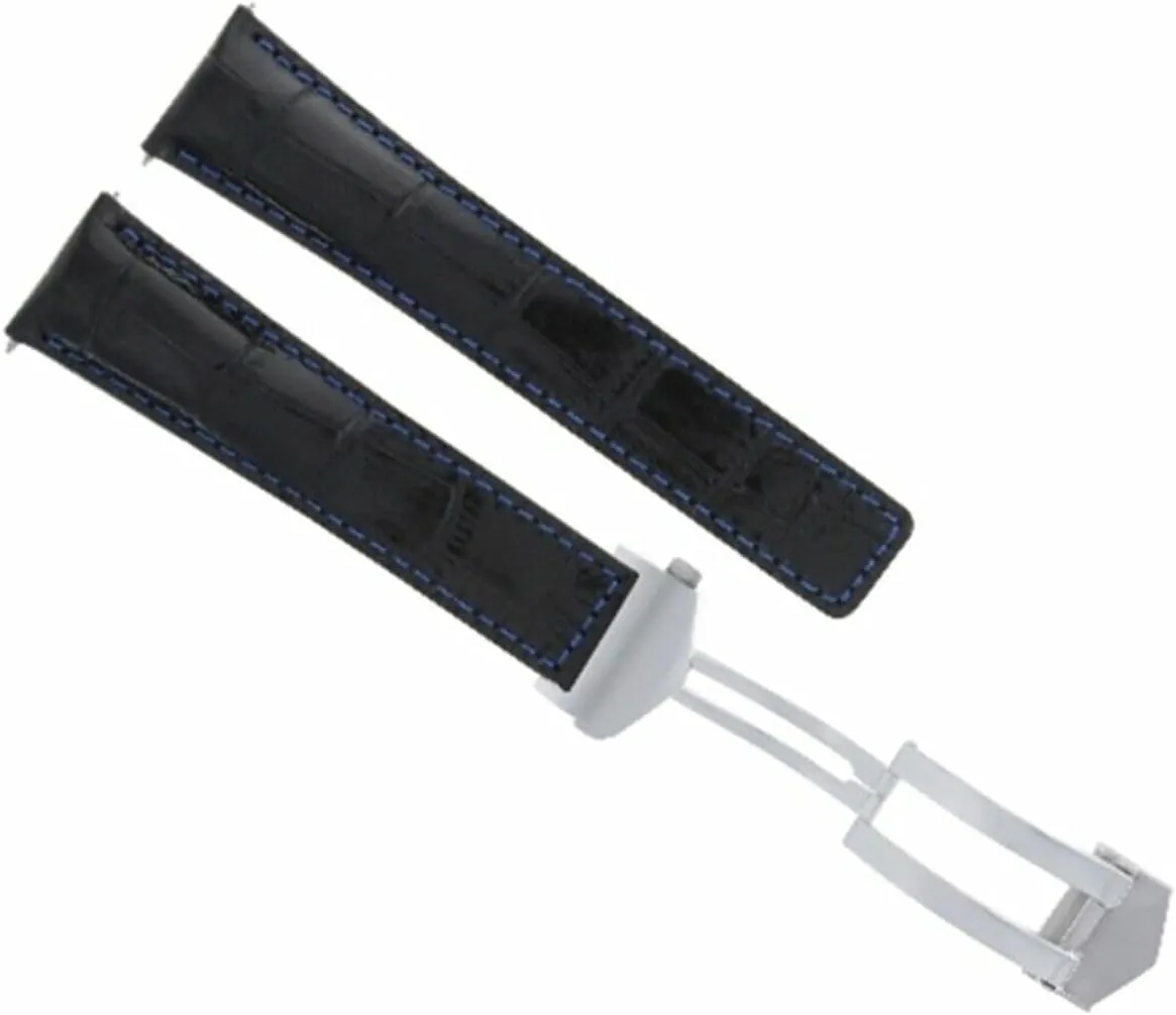 Ewatchparts Leather Watch Band Strap 22mm Compatible With 43mm Tag Heuer CV2A12 Grand Carerra Clasp