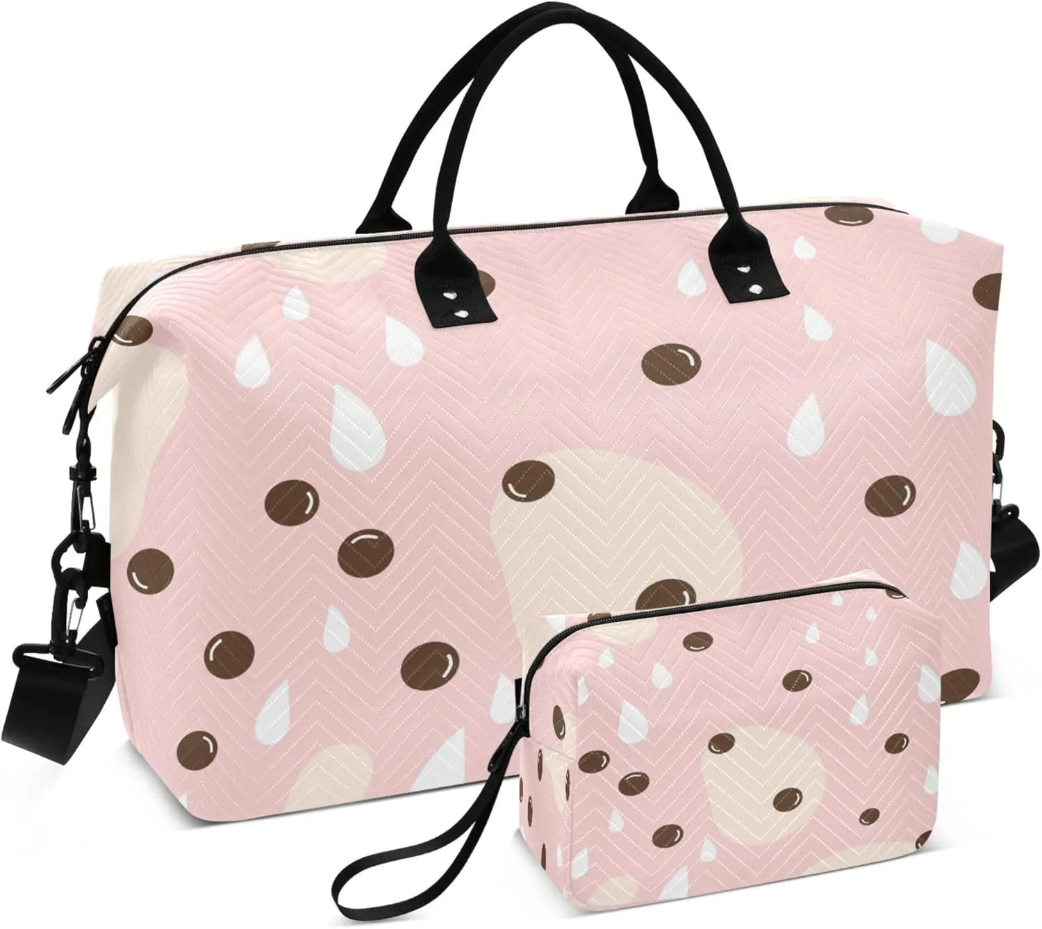 Exnundod Bubble Milk Tea Milk Drops Travel Duffel Bags for Women Sports Gym Bag Weekender Carry On Tote Overnight Luggage Duffle Bags