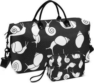 Exnundod Grape Snail Animal Travel Duffel Bags for Women Sports Gym Bag Weekender Carry On Tote Overnight Luggage Duffle Bags