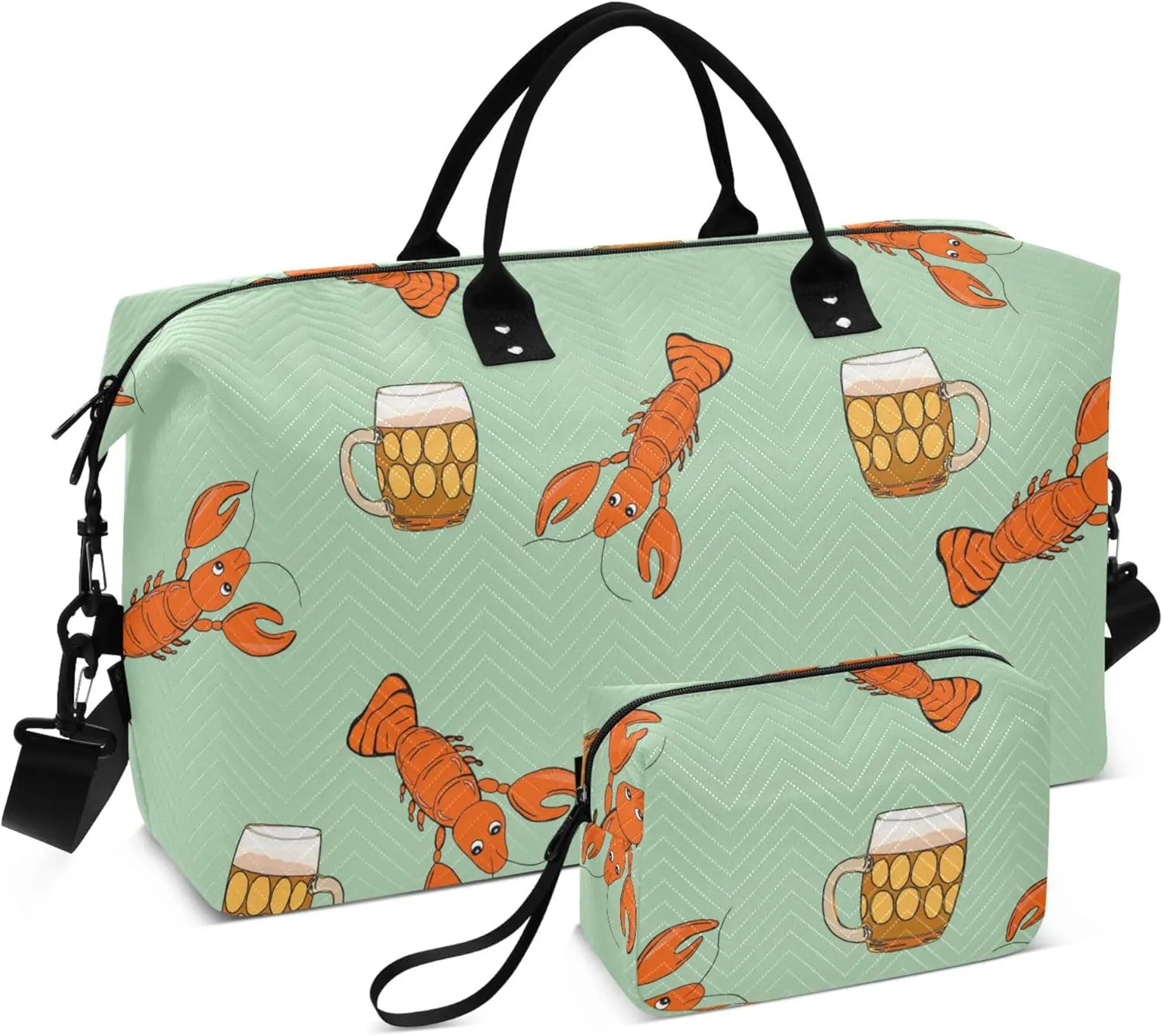 Exnundod Light Beer with Shellfish Snacks Women Weekender Bags Gym Bags Carry On Overnight Duffle Large Duffle Tote Hospital Bag for Business Trip Yoga