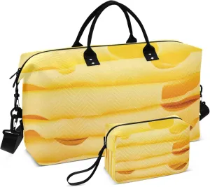 Exnundod Texture Of The Cheese Travel Duffel Bags for Women Sports Gym Bag Weekender Carry On Tote Overnight Luggage Duffle Bags