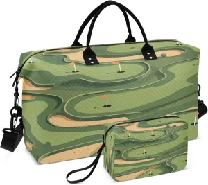 Exnundod Travel Duffel Bags Cartoon Golf Hole Course Sports Gym Bag Weekender Carry On Tote Overnight Luggage Bags for Women and Men