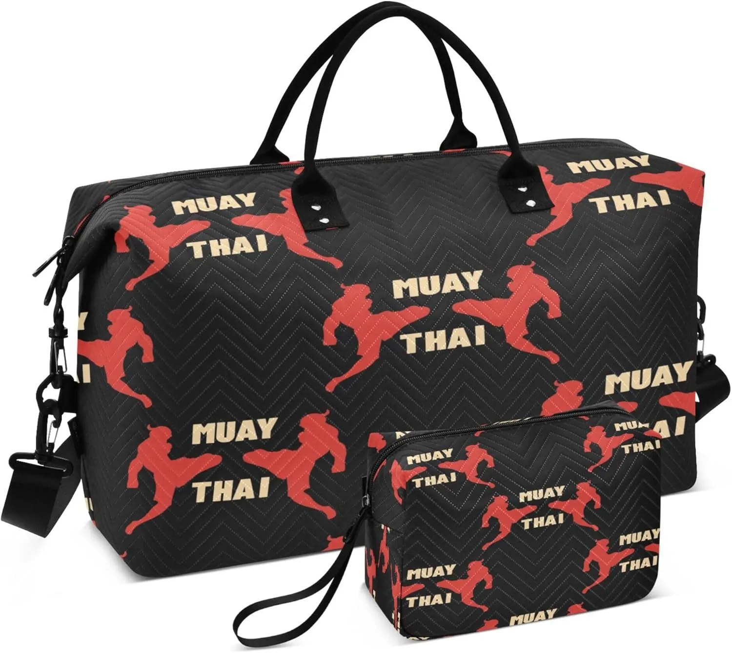 Exnundod Travel Duffel Bags Muay Thai Sports Gym Bag Weekender Carry On Tote Overnight Luggage Bags for Women and Men