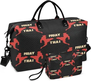 Exnundod Travel Duffel Bags Muay Thai Sports Gym Bag Weekender Carry On Tote Overnight Luggage Bags for Women and Men