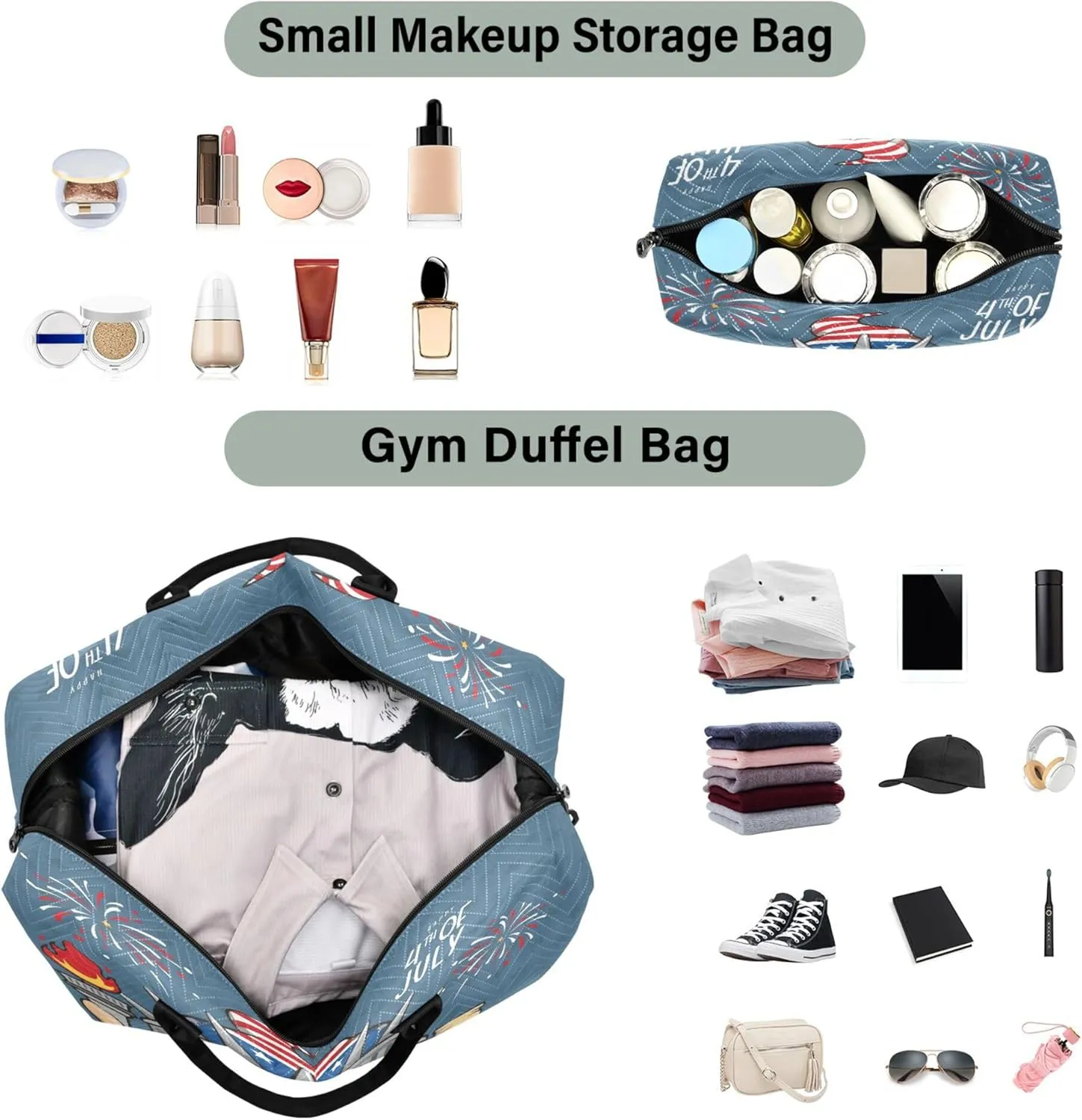 Exnundod Women Weekender Bags Cute Gnome Liberty Travel Duffel Bags Carry On Overnight Bag 4th Of July Large Hospital Tote Luggage