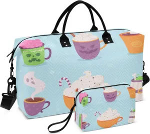 Exnundod Women Weekender Bags Halloween Drinks Collection Travel Duffel Bags Carry On Overnight Bag Large Hospital Tote Luggage