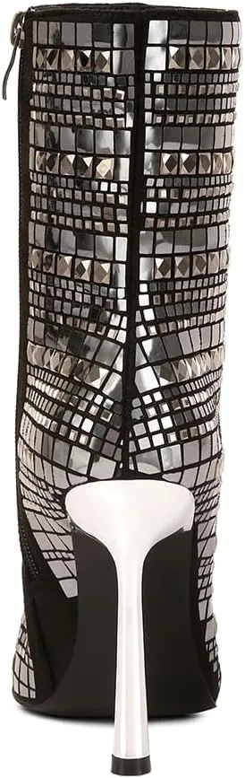 Extravagance Mirror Embellished Stiletto Boots