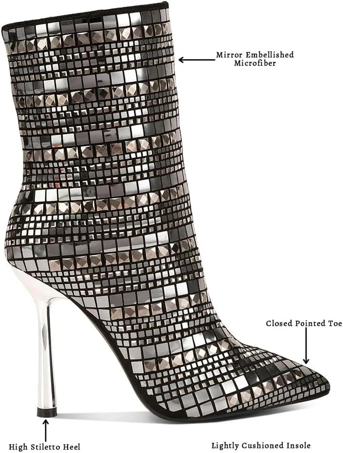 Extravagance Mirror Embellished Stiletto Boots