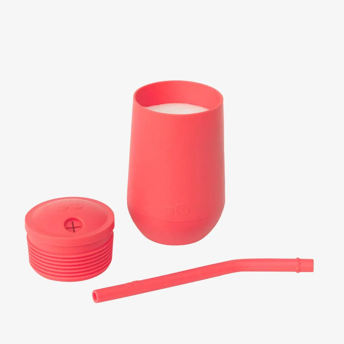 ezpz Happy Cup   Straw System - 24 months  (Coral) - 100% Silicone Cup   Straw for Older Toddler   Preschoolers