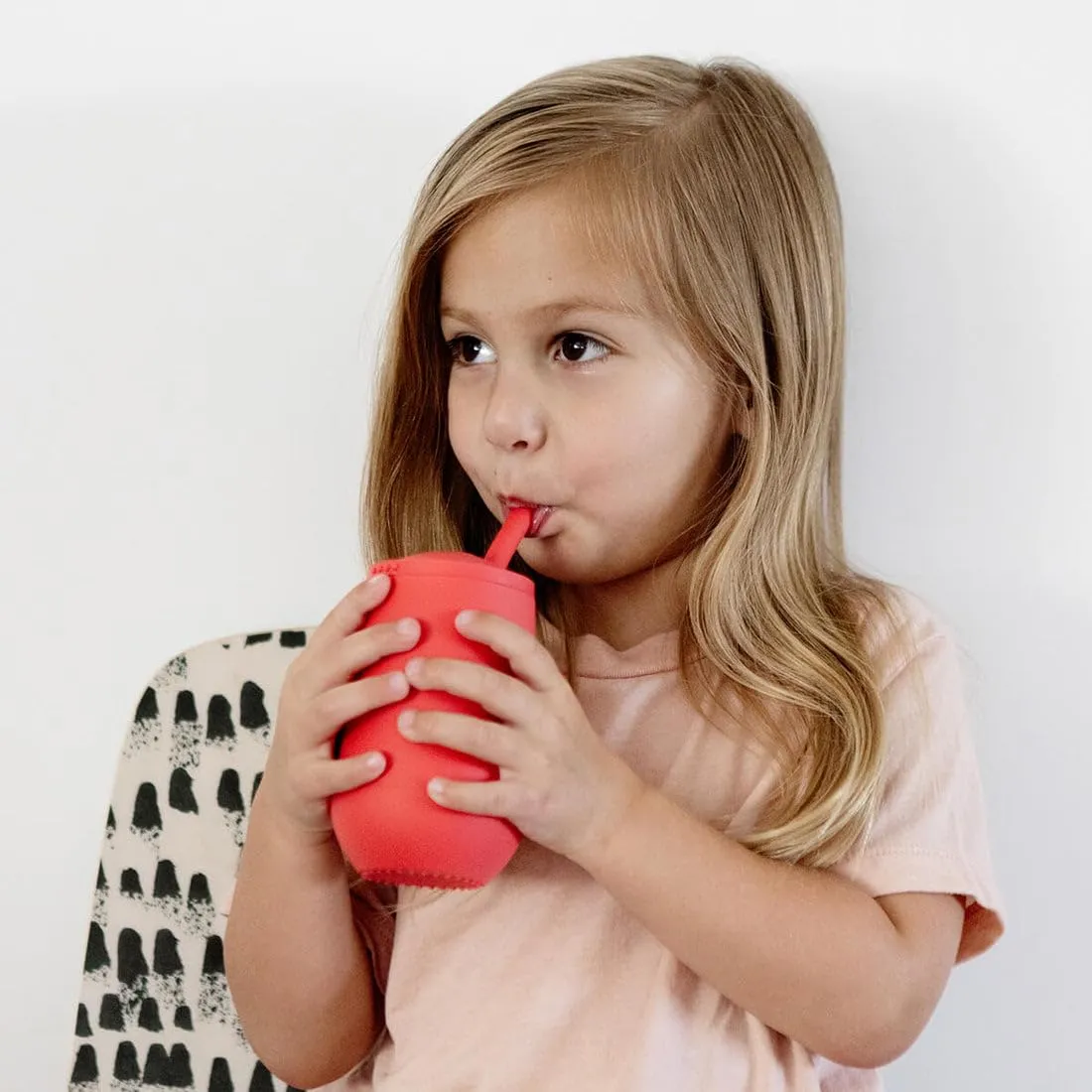 ezpz Happy Cup   Straw System - 24 months  (Coral) - 100% Silicone Cup   Straw for Older Toddler   Preschoolers
