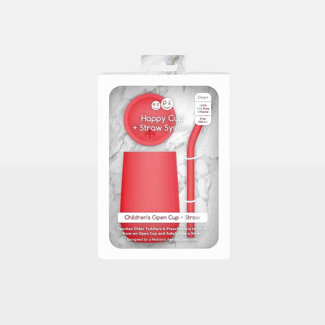 ezpz Happy Cup   Straw System - 24 months  (Coral) - 100% Silicone Cup   Straw for Older Toddler   Preschoolers