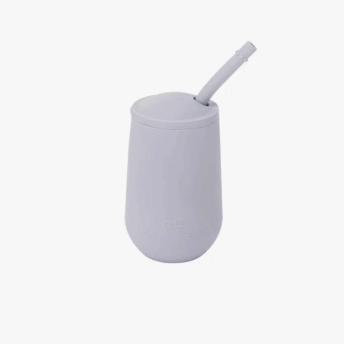 ezpz Happy Cup   Straw System - 24 months  (Pewter) - 100% Silicone Cup   Straw for Older Toddler   Preschoolers