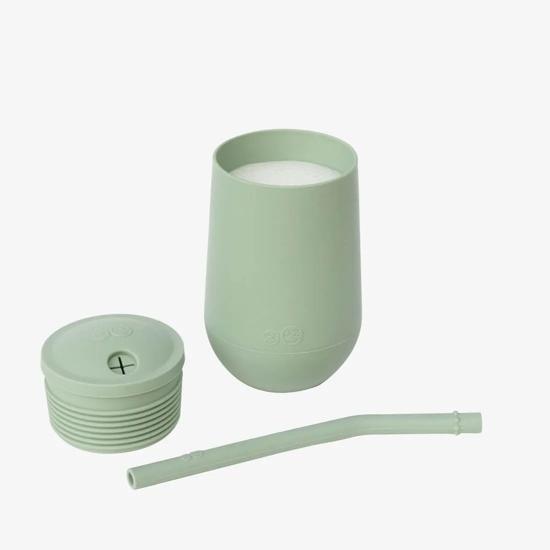 ezpz Happy Cup   Straw System - 24 months  (Sage) - 100% Silicone Cup   Straw for Older Toddler   Preschoolers