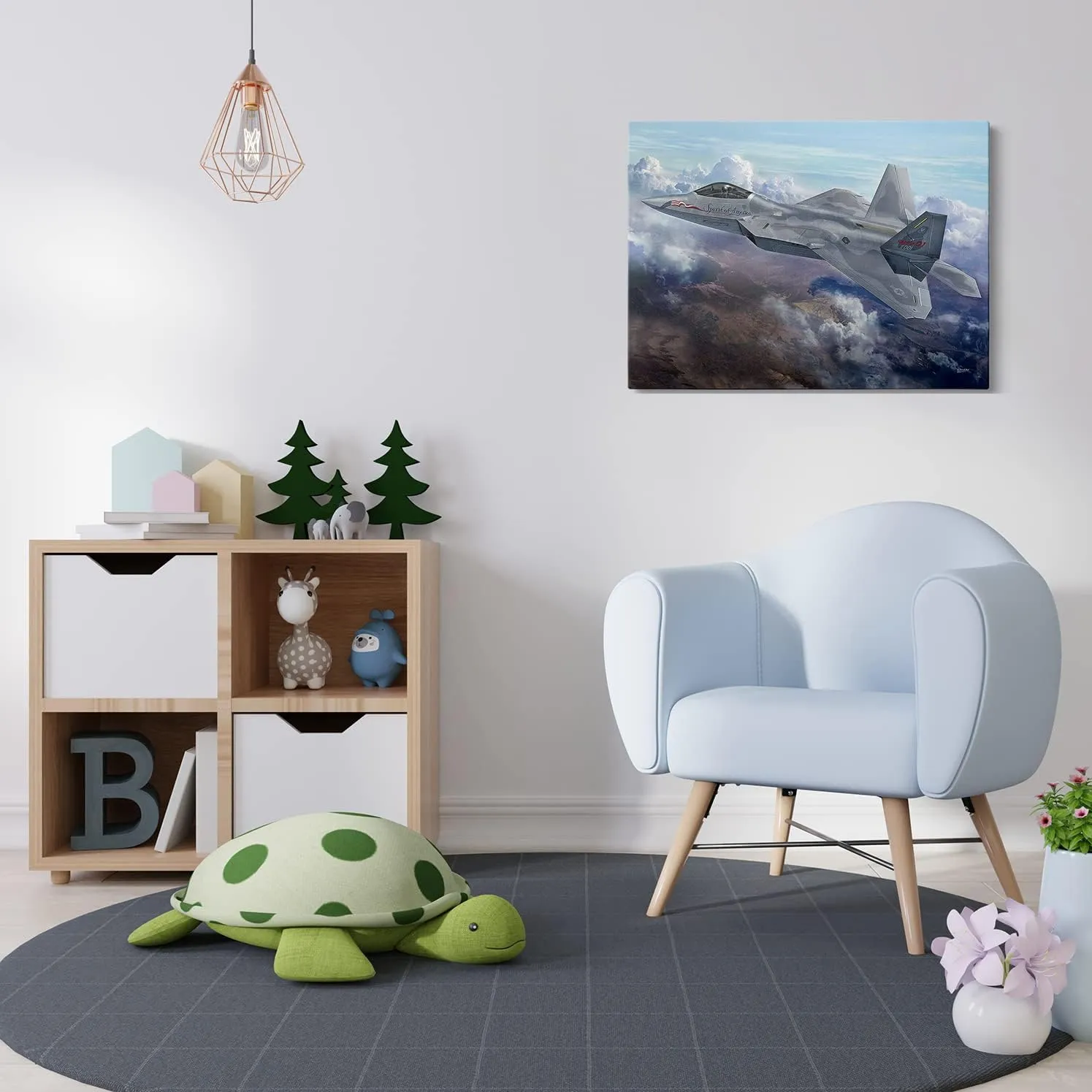 F-22 Airplane Canvas Wall Art Prints Lockheed Martin F-22 Raptor Fighter Jet Poster Aviation Wall Art Decor U.S Air Force Picture Artwork Military Plane Decoration for Men Boys Room - 12 x 16 Inches