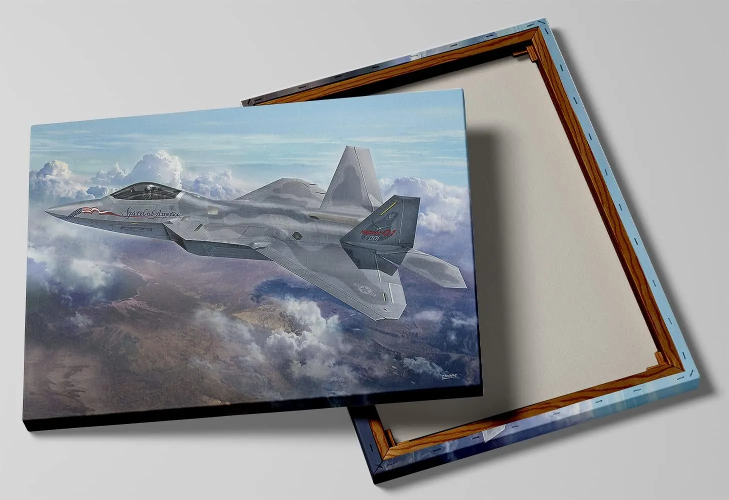 F-22 Airplane Canvas Wall Art Prints Lockheed Martin F-22 Raptor Fighter Jet Poster Aviation Wall Art Decor U.S Air Force Picture Artwork Military Plane Decoration for Men Boys Room - 12 x 16 Inches
