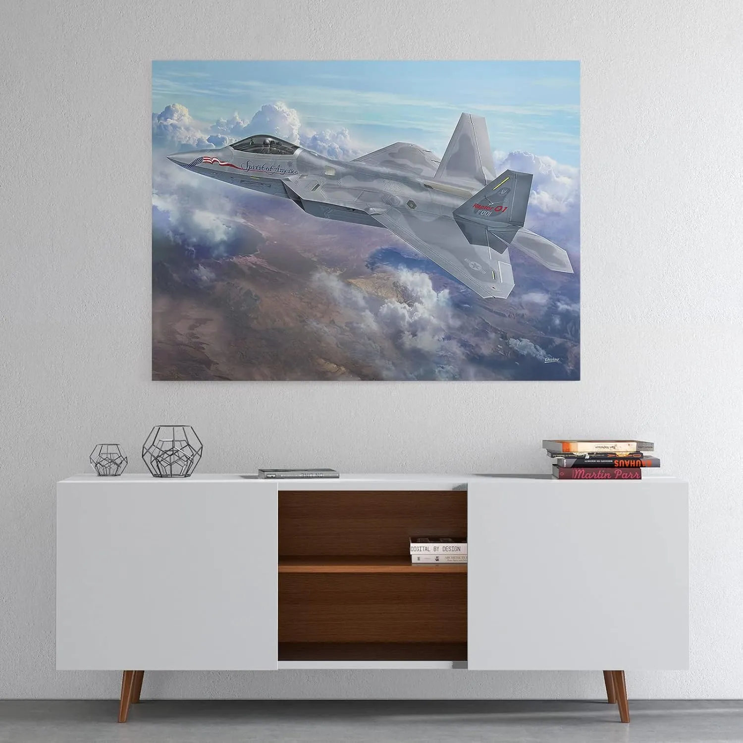 F-22 Airplane Canvas Wall Art Prints Lockheed Martin F-22 Raptor Fighter Jet Poster Aviation Wall Art Decor U.S Air Force Picture Artwork Military Plane Decoration for Men Boys Room - 12 x 16 Inches