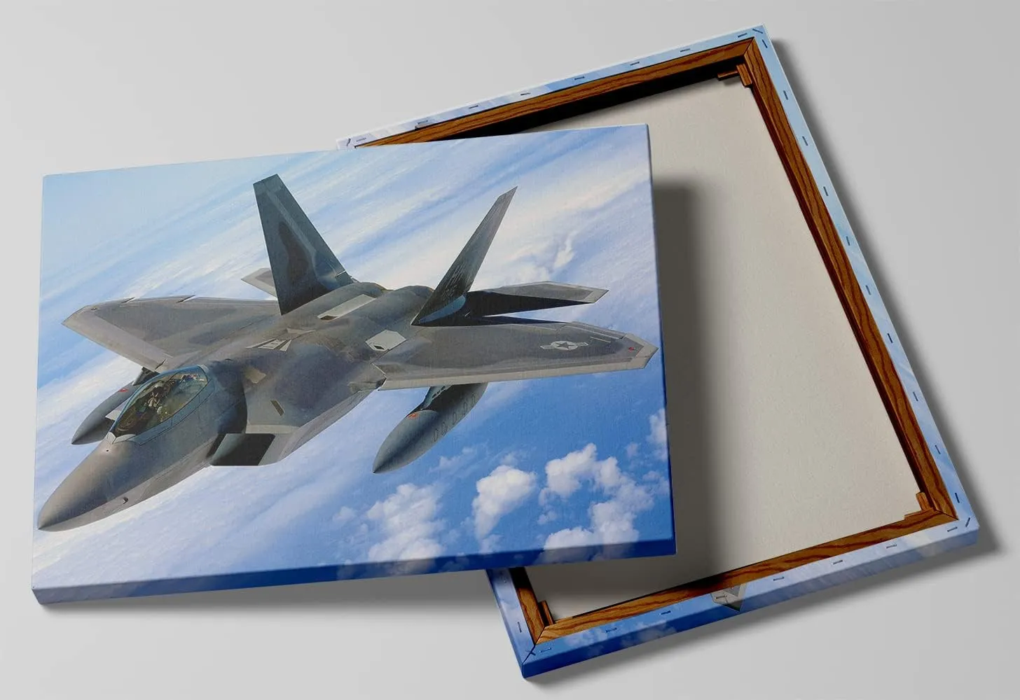 F-22 Airplane Canvas Wall Art Prints Lockheed Martin F-22 Raptor Fighter Jet Poster Aviation Wall Art Decor U.S Air Force Picture Artwork Military Plane Decoration for Men Boys Room - 12x16 Inches