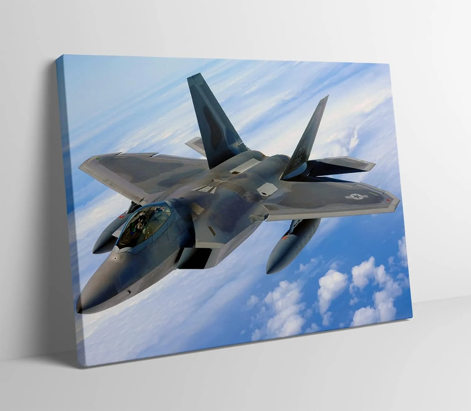 F-22 Airplane Canvas Wall Art Prints Lockheed Martin F-22 Raptor Fighter Jet Poster Aviation Wall Art Decor U.S Air Force Picture Artwork Military Plane Decoration for Men Boys Room - 12x16 Inches