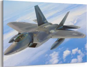 F-22 Airplane Canvas Wall Art Prints Lockheed Martin F-22 Raptor Fighter Jet Poster Aviation Wall Art Decor U.S Air Force Picture Artwork Military Plane Decoration for Men Boys Room - 12x16 Inches