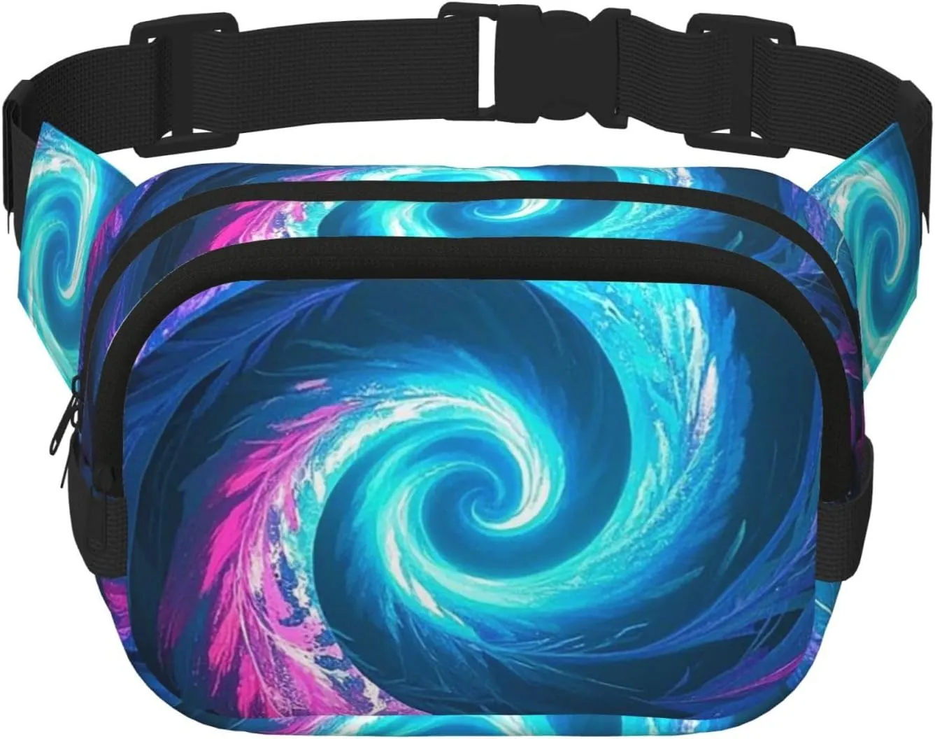 Fanny Pack For Women Men Waterproof Adjustable Belt Bags Waist Pack Fashion Crossbody Bags Floral Swirls Leaves Natural Gradient Bum Bag For Running Workout Hiking Traveling