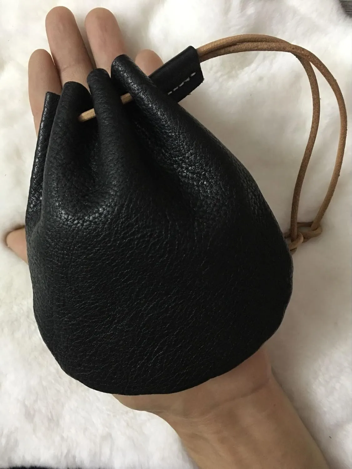 Fantastic Workmanship Genuine Leather Drawstring Coin Purse