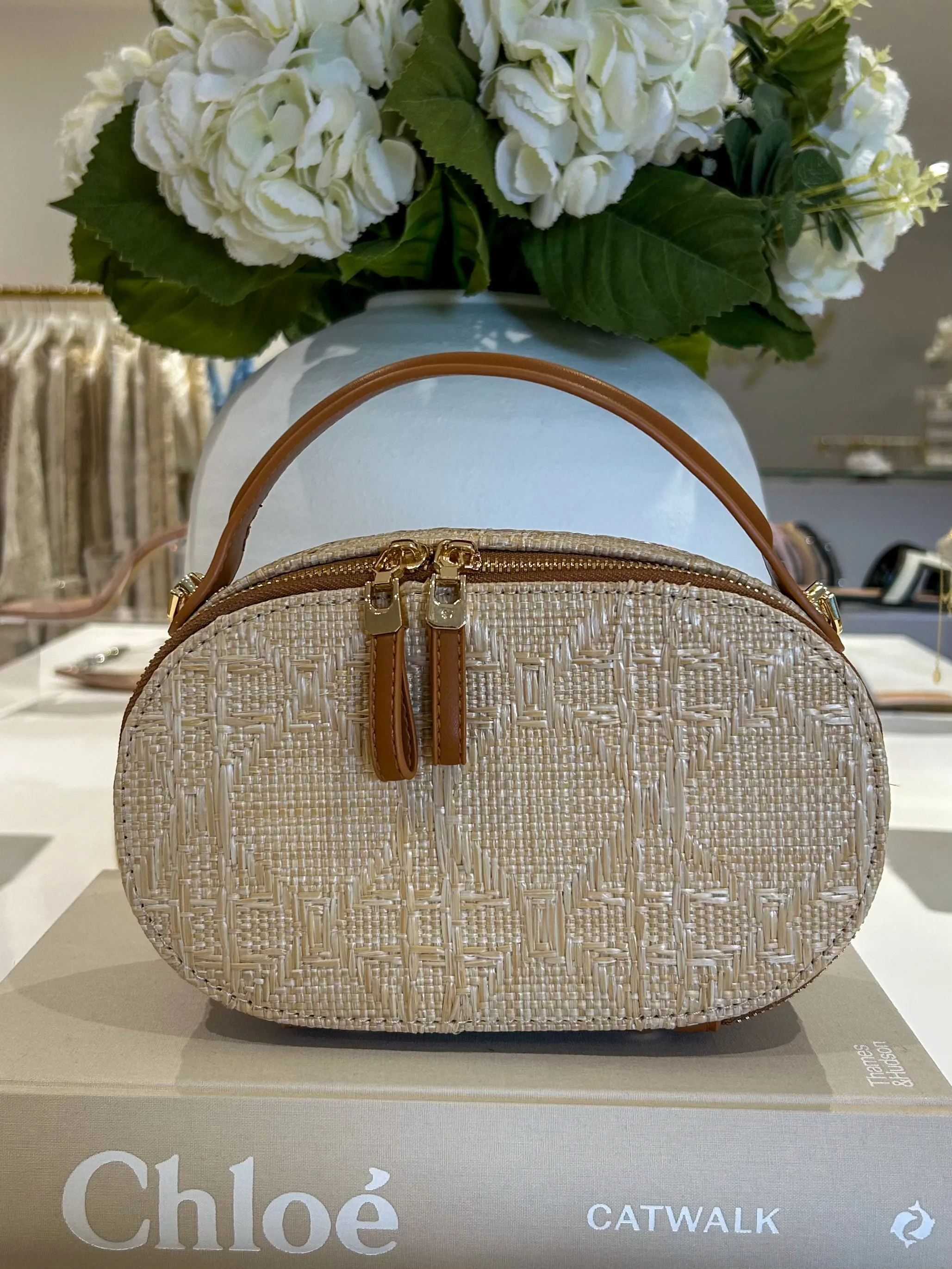 Faux Leather Straw Style Double Zip Bag (3 Colours)
