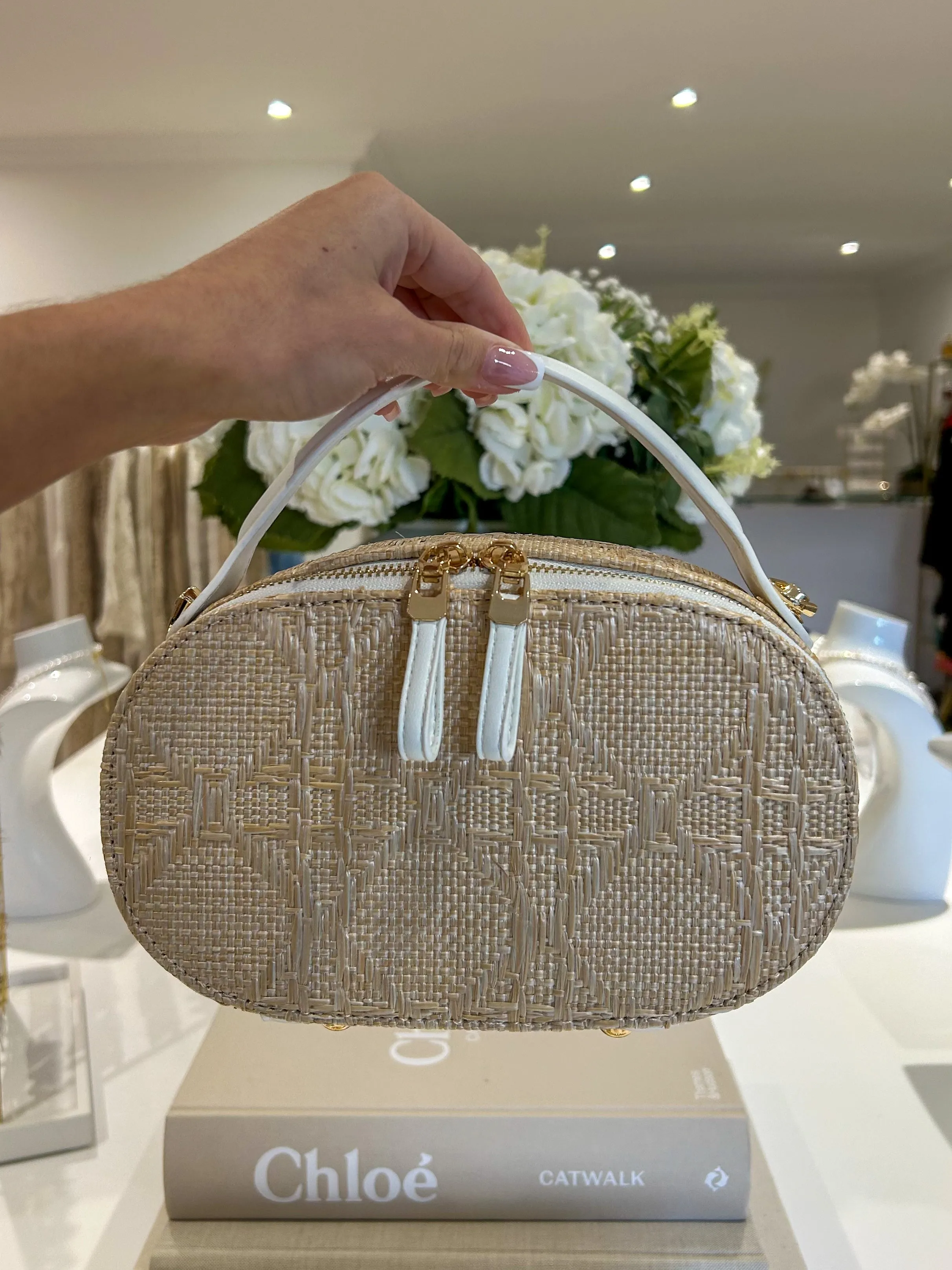 Faux Leather Straw Style Double Zip Bag (3 Colours)