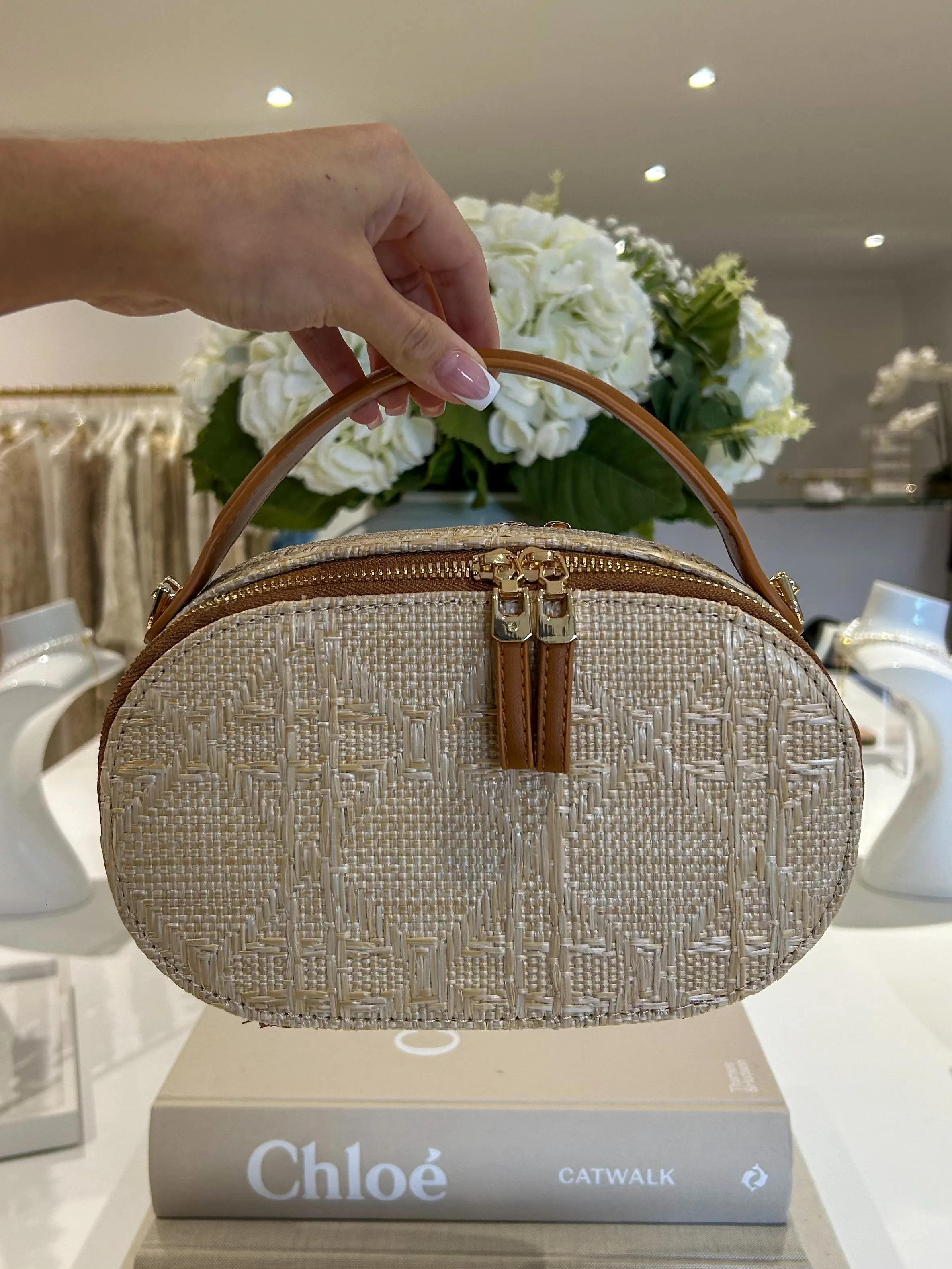 Faux Leather Straw Style Double Zip Bag (3 Colours)