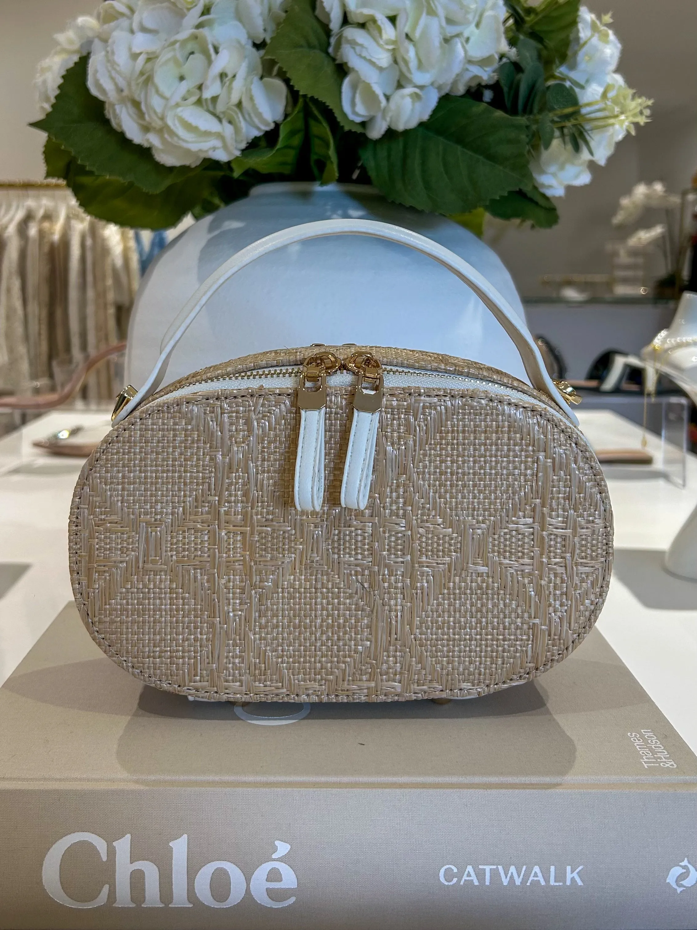 Faux Leather Straw Style Double Zip Bag (3 Colours)