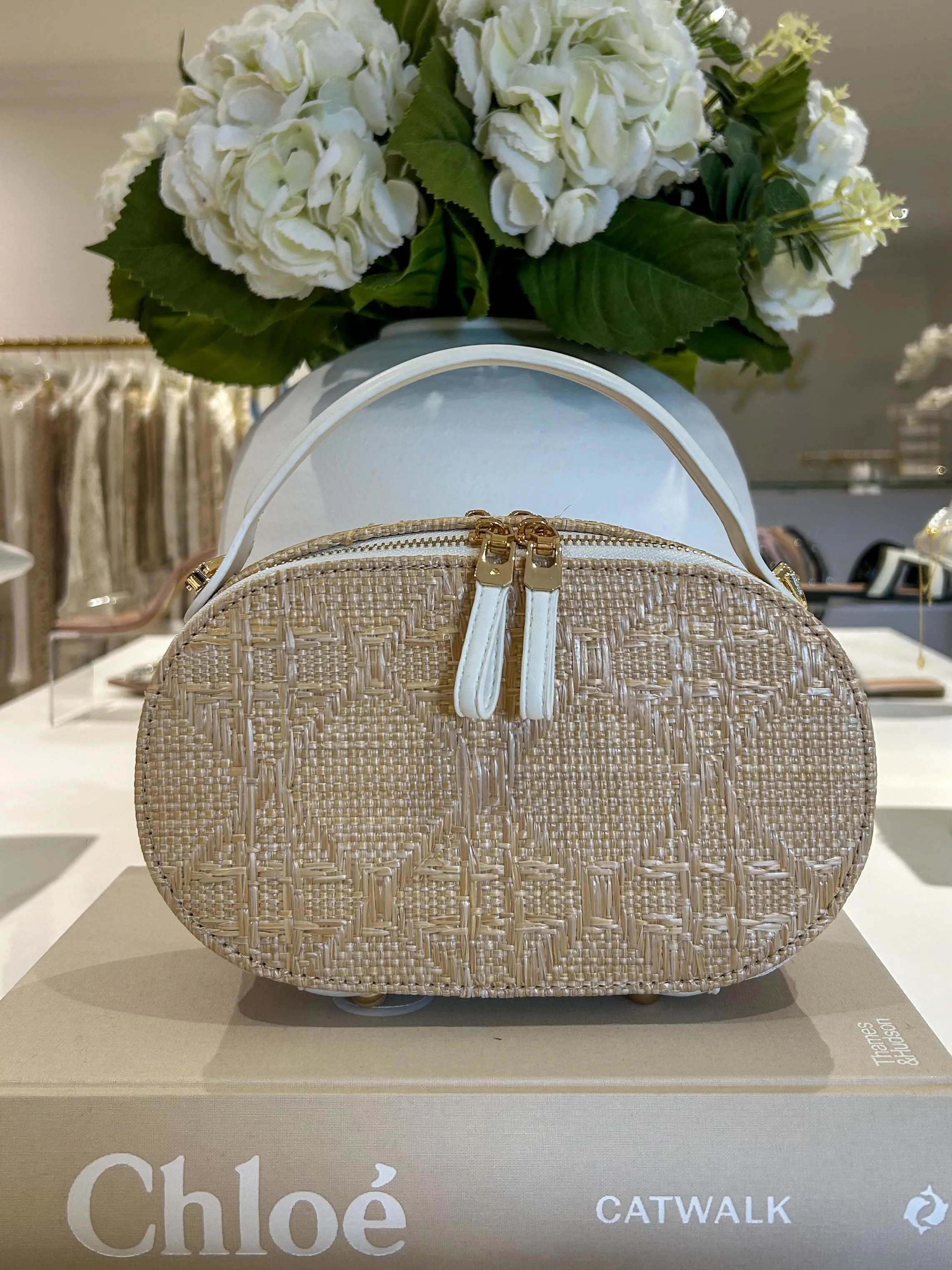 Faux Leather Straw Style Double Zip Bag (3 Colours)