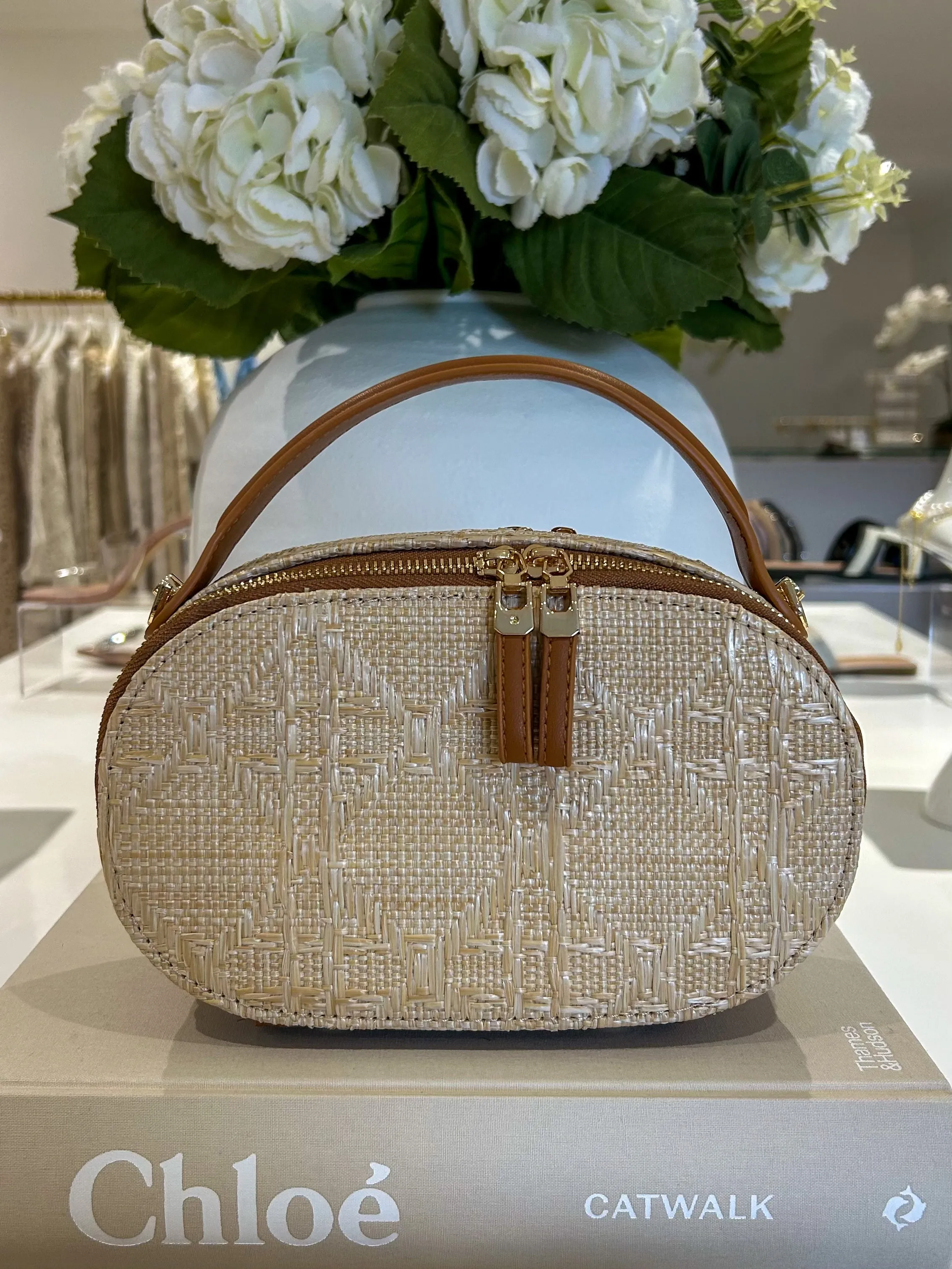 Faux Leather Straw Style Double Zip Bag (3 Colours)