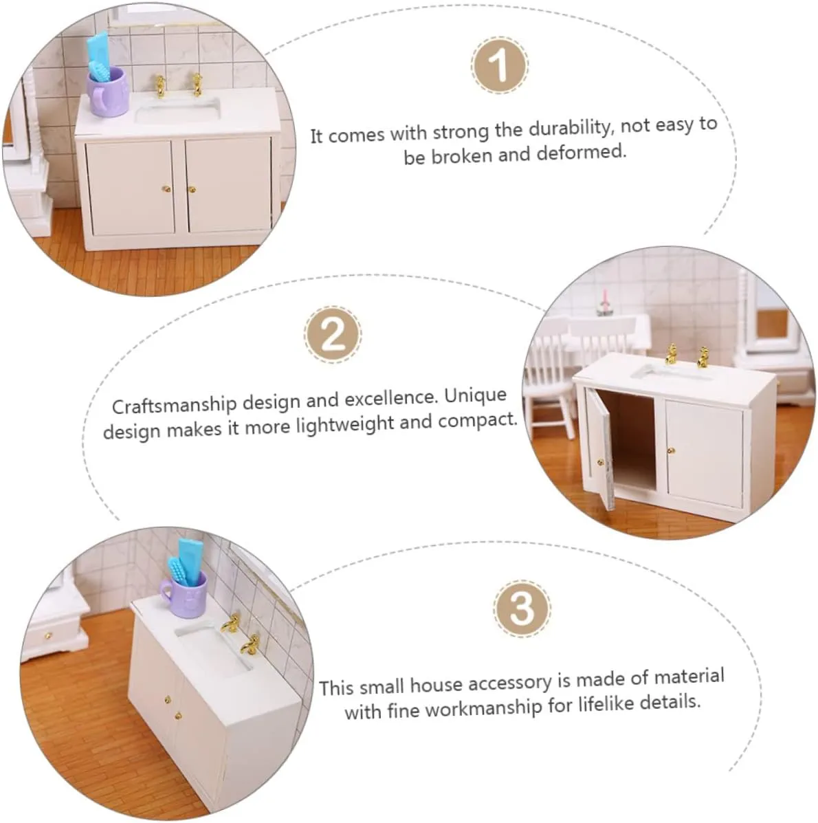 FAVOMOTO 3 Pcs Sink Table Little House Small House Water Trough Tiny Homes Tiny Houses Doll House Furniture Miniature Washing Table Mini Furniture Ornament Mini Doll Plaything Wooden White