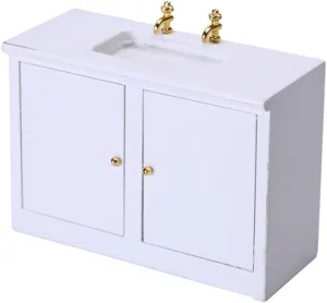 FAVOMOTO 3 Pcs Sink Table Little House Small House Water Trough Tiny Homes Tiny Houses Doll House Furniture Miniature Washing Table Mini Furniture Ornament Mini Doll Plaything Wooden White
