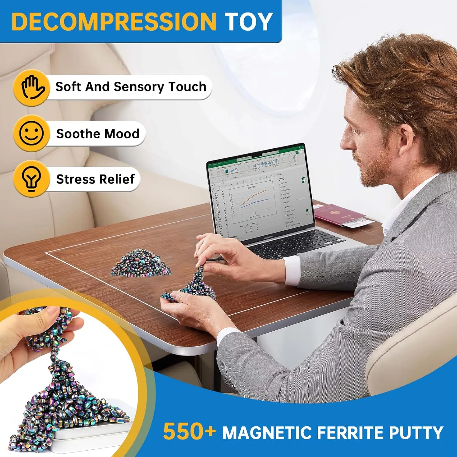Ferrite Putty, 550pcs Magnet Fidget Toy, Crags Ferrite Putty, Ferrite Putty Beads, Ferrite Beads, Fidget Toys Adults for Office Stress / Anxiety Relief, Gifts for Teen, Adults Gifts