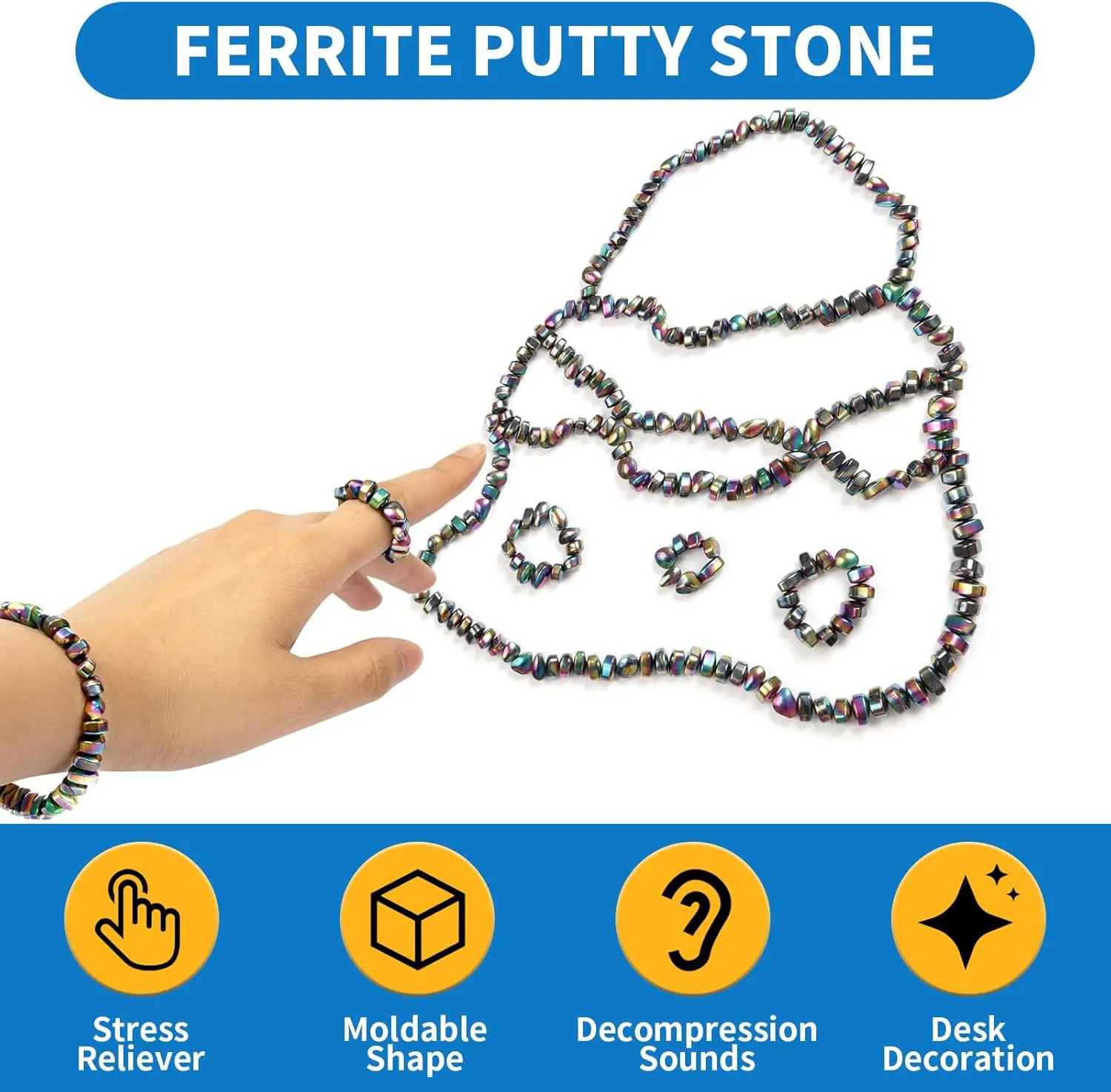 Ferrite Putty, 550pcs Magnet Fidget Toy, Crags Ferrite Putty, Ferrite Putty Beads, Ferrite Beads, Fidget Toys Adults for Office Stress / Anxiety Relief, Gifts for Teen, Adults Gifts