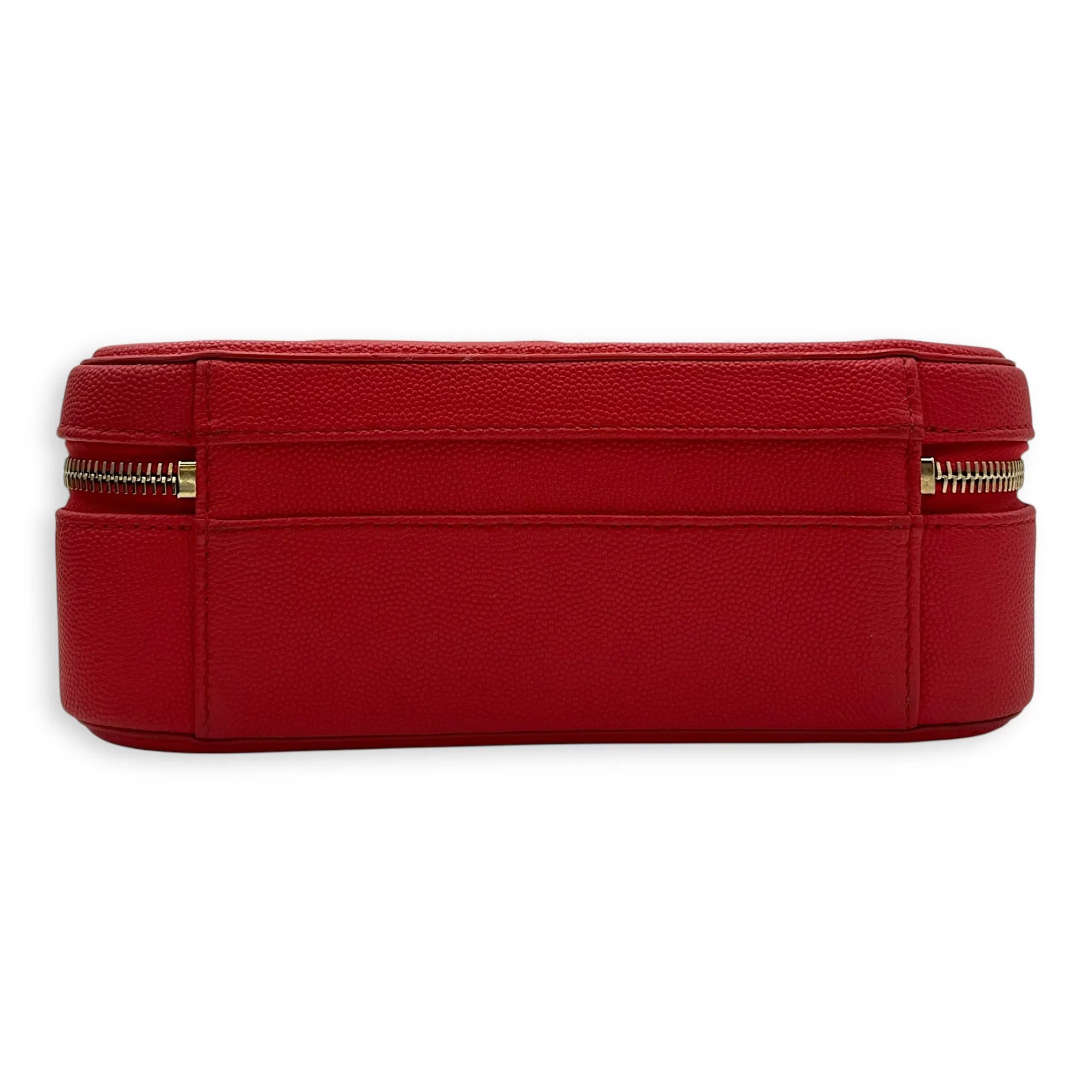 Filigree Vanity Medium Red Crossbody Bag in Caviar Leather, Gold hardware
