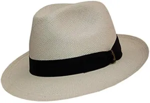 FINO Panama Fedora 2 1/2″ Brim (58, Natural with Black Hatband)