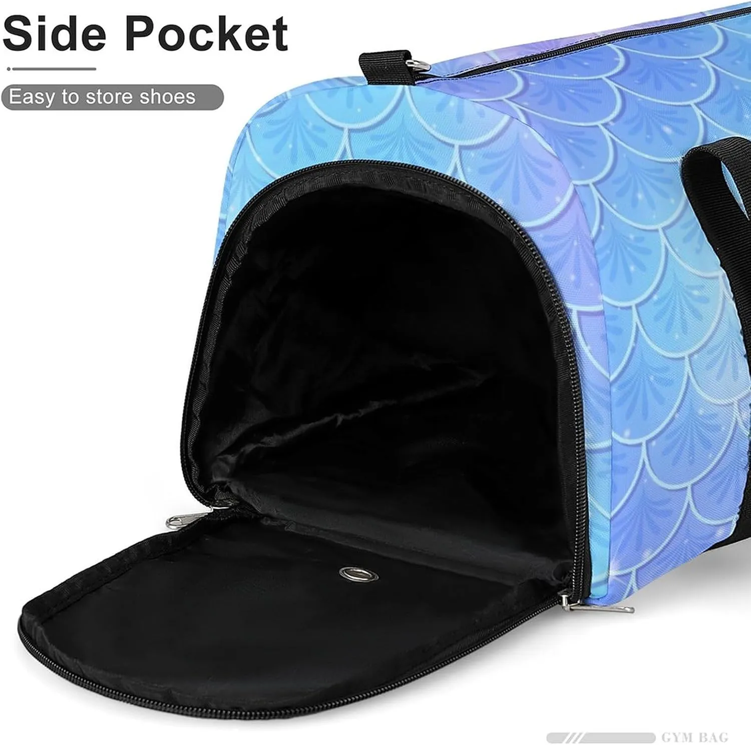 Fish Scale Pattern Sports Tote Gym Bag for Women Men, Overnight Bag with Shoe Compartment Water Resistant