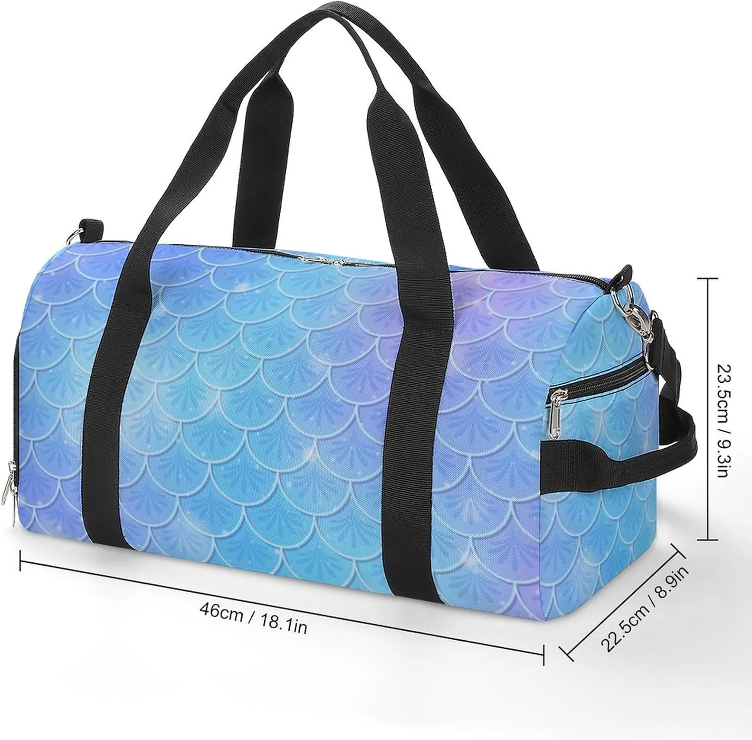 Fish Scale Pattern Sports Tote Gym Bag for Women Men, Overnight Bag with Shoe Compartment Water Resistant