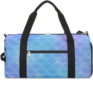 Fish Scale Pattern Sports Tote Gym Bag for Women Men, Overnight Bag with Shoe Compartment Water Resistant