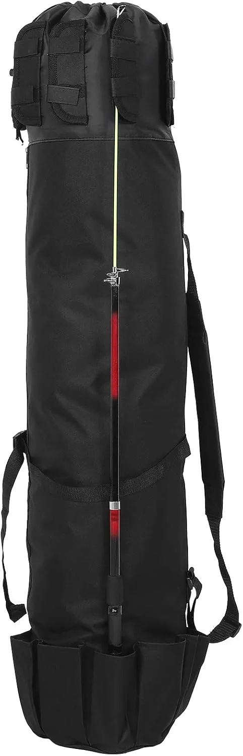 Fishing Rod Reel Storage Bag Organiser Case for Travel Outdoor Fishing (Black)