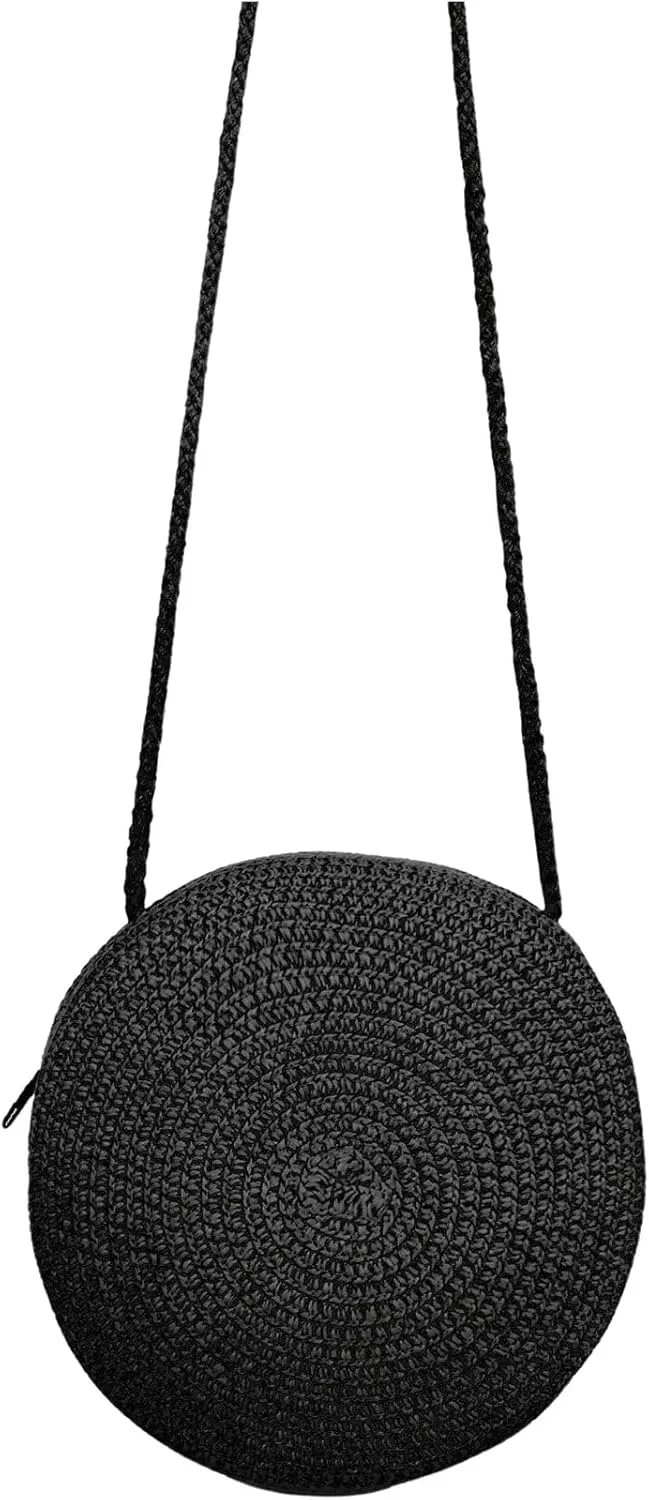 Floerns Women's Round Crossbody Purse Bag Beach Summer Straw Shoulder Bag