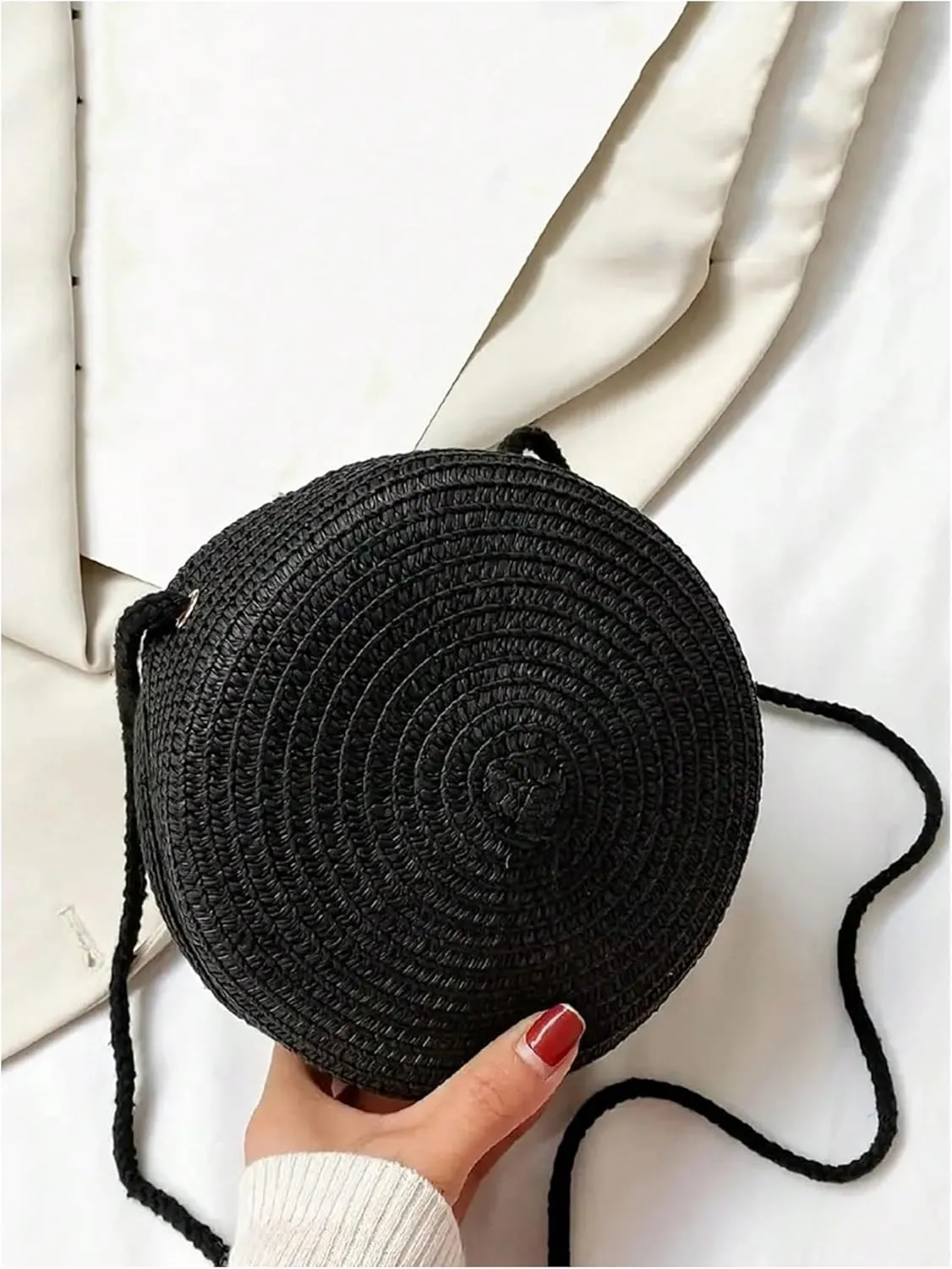 Floerns Women's Round Crossbody Purse Bag Beach Summer Straw Shoulder Bag